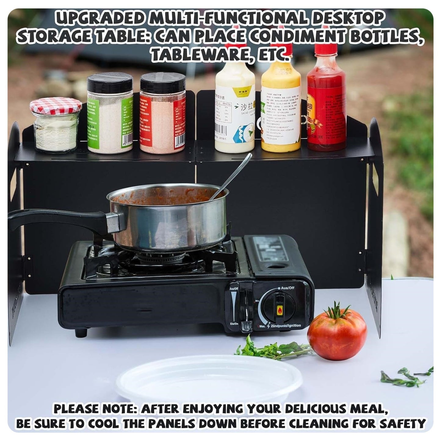 Steel Camping Stove Windscreen – Folding 4-Plate Wind Blocker, Portable with Storage Bag for Outdoor Cooking 🔥