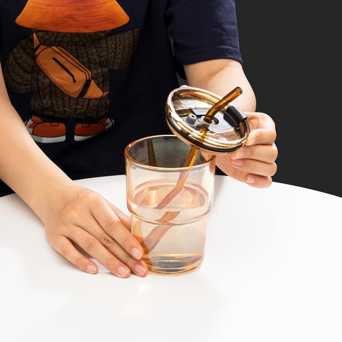 13oz/400ml Glass Water Tumbler with Straw and Lid Sealed Carry On Thick Wall Iced Coffee Cup Glass Cup for Water, Iced Tea Fruit Juice Etc🥤(4Pack)