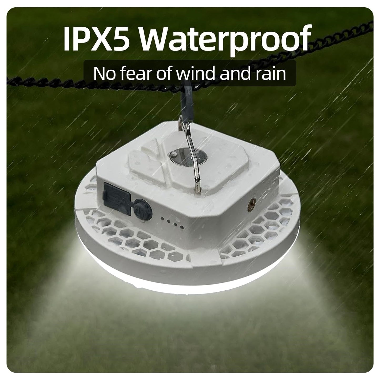 💡Waterproof Outdoor Camp Lamp – Rechargeable Hanging Tent Light, Portable LED Lantern with Battery & Infinite Dimming 🌙30W Pro(White)