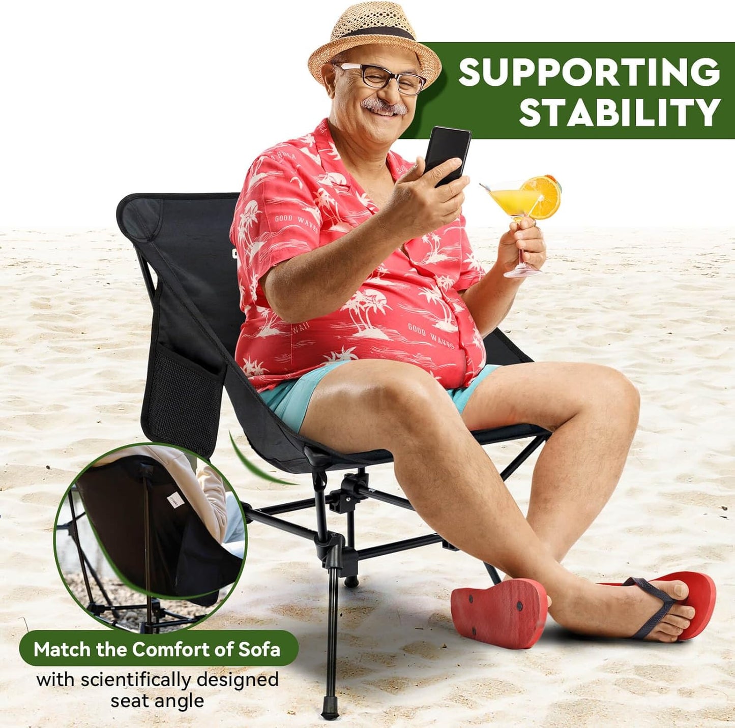 Lightweight Folding Camping Chair – Portable for Camping, Backpacking, Beach & Outdoor Picnics, Black 🪑