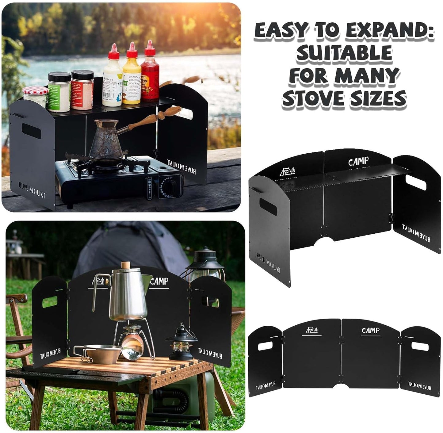 Steel Camping Stove Windscreen – Folding 4-Plate Wind Blocker, Portable with Storage Bag for Outdoor Cooking 🔥