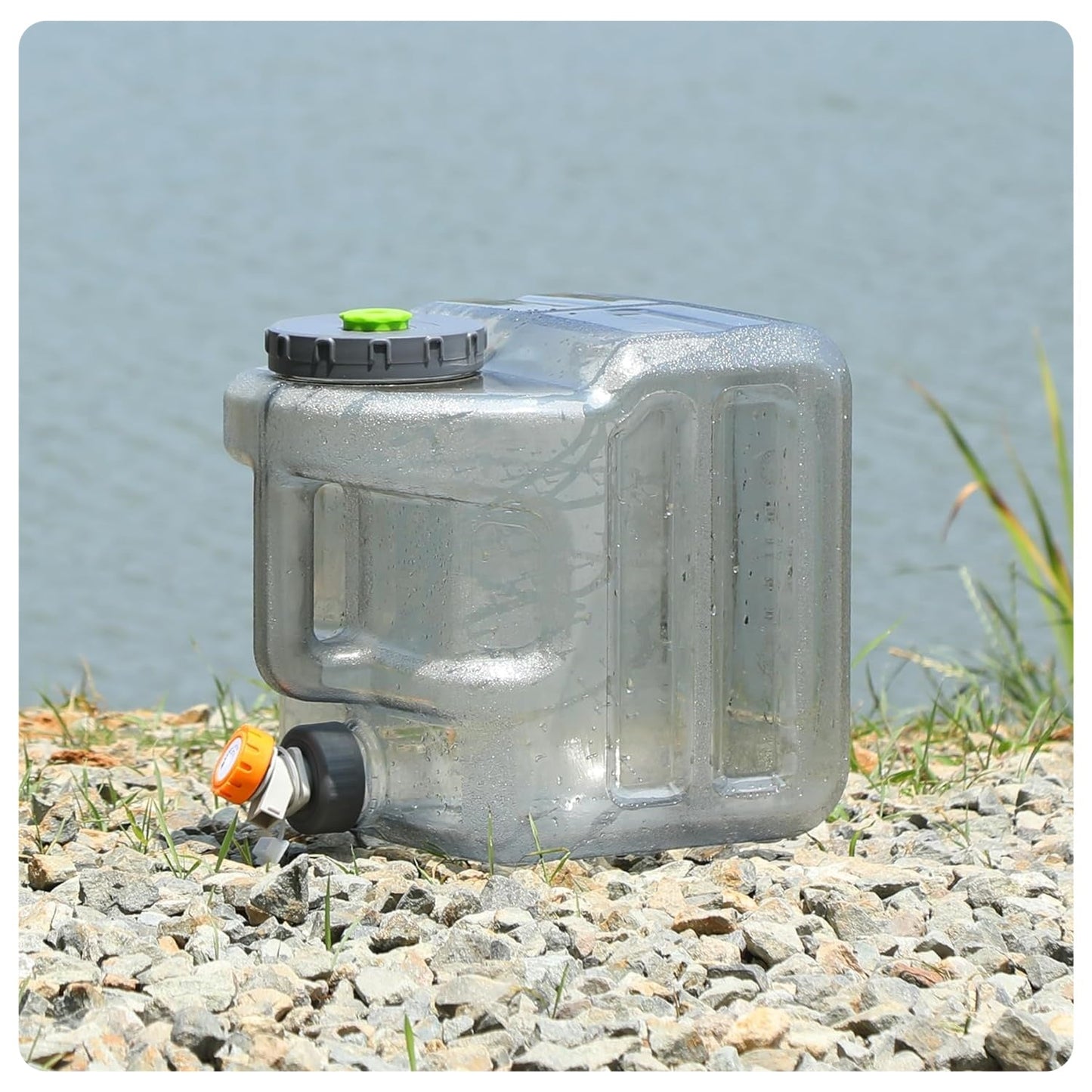 🧼Portable Water Storage Tank with Spigot for Outdoor Camping Travel Hiking, PC Food Grade Thickened Bucket, Grey 15L