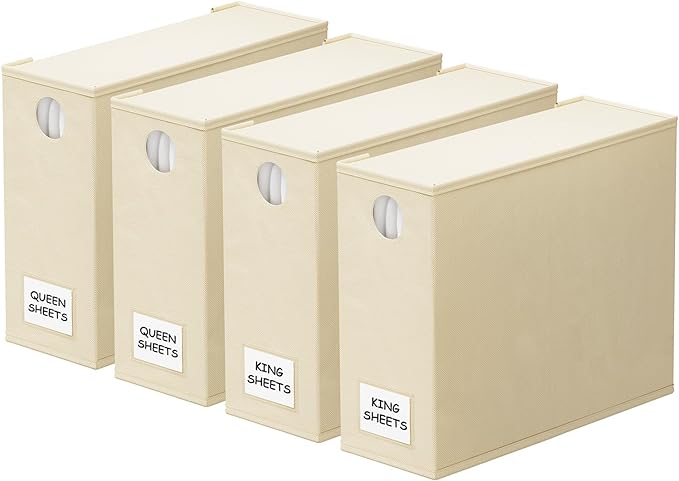 Foldable Linen Closet Organizer with Window XL Bedding Container