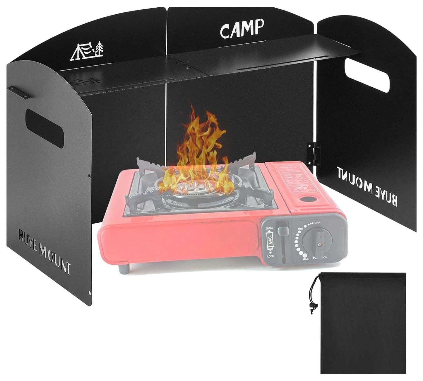 Steel Camping Stove Windscreen – Folding 4-Plate Wind Blocker, Portable with Storage Bag for Outdoor Cooking 🔥