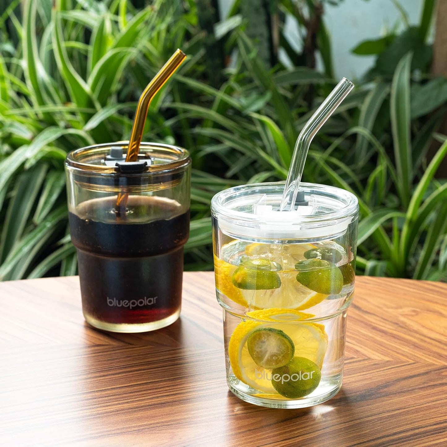 13oz/400ml Glass Water Tumbler with Straw and Lid Sealed Carry On Thick Wall Iced Coffee Cup Glass Cup for Water, Iced Tea Fruit Juice Etc🥤(4Pack)