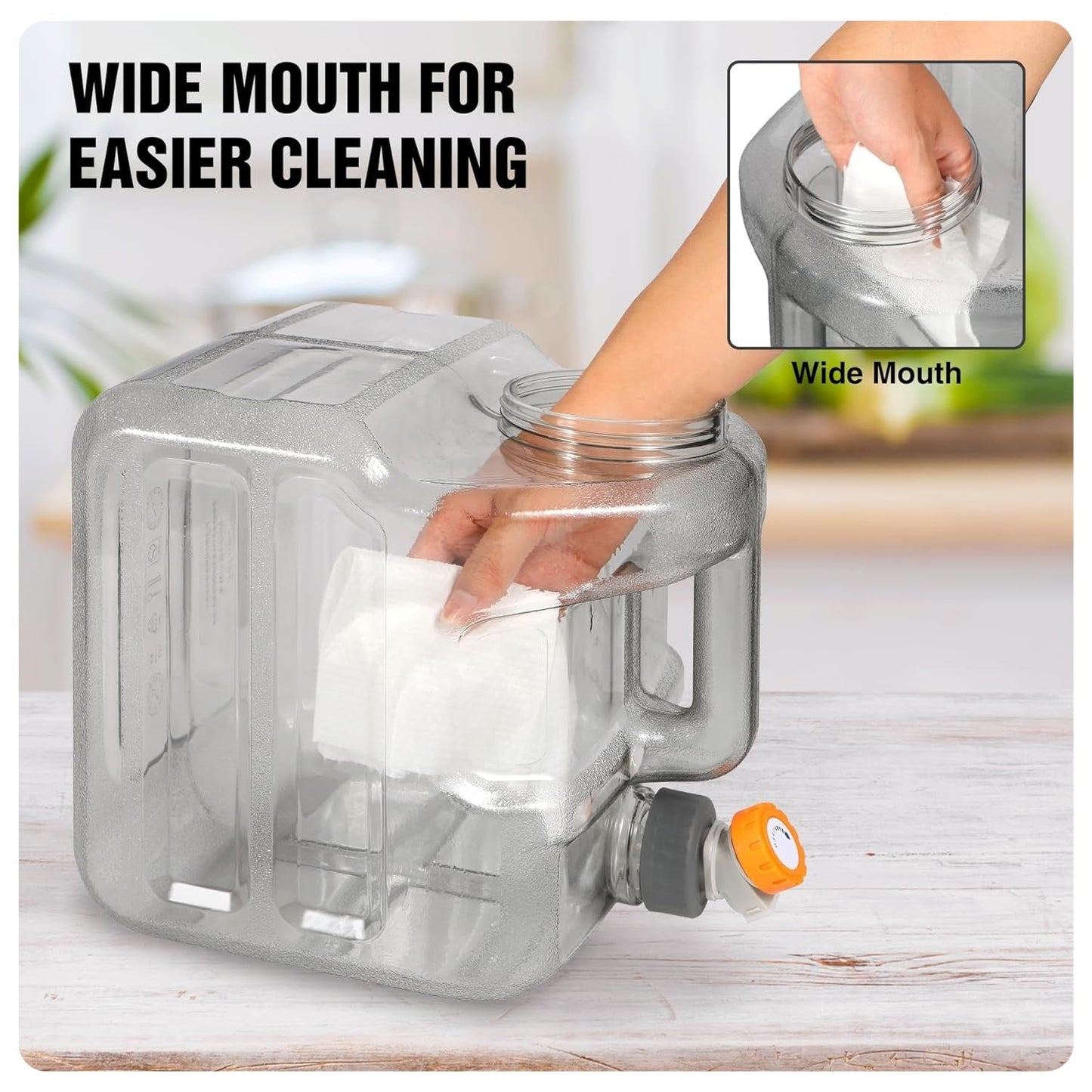 🧼Portable Water Storage Tank with Spigot for Outdoor Camping Travel Hiking, PC Food Grade Thickened Bucket, Grey 15L